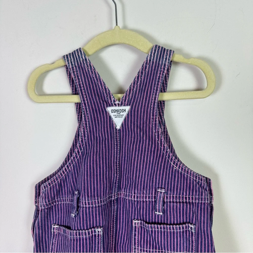 Oshkosh B'Gosh Vintage Toddler Girl Skirtalls Pinstripe Denim Dress Size 2 T